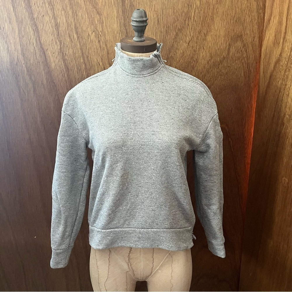 H&M sz 2 Studio Gray Loopback Fleece Sweatshirt Zipper Detail AW 2014